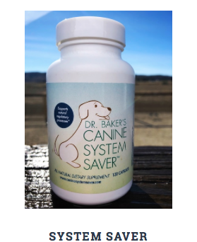 Bottle of Dr. Baker's Canine System Saver sold by Volhard Dog nutrition